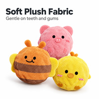 Mini balle en peluche couineuse pour chien avec cœur en TPR à picots, design animal, jouet interactif pour apporter et ramener pour petits chiens