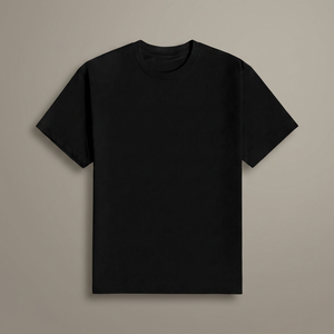 เสื้อยืดคอกลมแขนสั้นผู้ชาย สีดำ ผ้าฝ้าย ทรงปกติ สไตล์ลำลอง ผ้าเจอร์ซีย์ ย้อมสีพื้น - Product Image 1