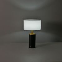 Lámpara de Mesa Moderna Recargable con Pantalla de Tela, Base de Mármol, Atenuación Táctil, 3 Colores, Luz Nocturna USB para Dormitorio, Mesita de Noche, Sala de Estar
