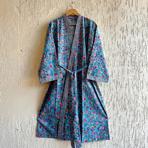 Kimono de algodón para mujer con estampado a mano y abertura alta, fabricante OEM, proveedor mayorista, etiqueta de marca personalizada, pedido al por mayor - Product Image 1