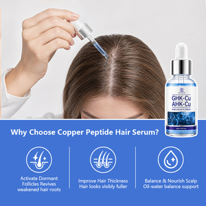 Siero per Capelli Personalizzabile con Doppio Peptide <span class=keywords><strong>di</strong></span> Rame GHK-Cu AHK-Cu, Attivazione Follicolare, Cura del Cuoio Capelluto, Trattamento Rinforzante per la Densità - Product Image 4
