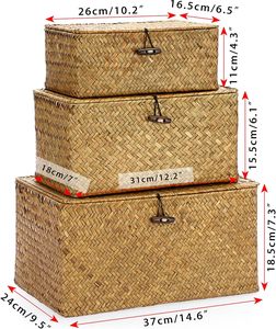 ถังเก็บเคาน์เตอร์แบบธรรมชาติกล่องใส่ขนมปังทรงรีทำจากไม้หญ้าทะเลแบบโบราณกระป๋องสีดำสีขาวสำหรับเคาน์เตอร์ครัวสีม่วง - Product Image 4