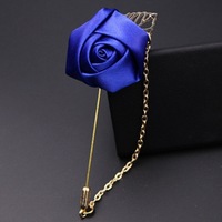 Broche de printemps à fleurs pour hommes, épingles pour costume masculin, épingles à revers en Satin, broche à chaîne