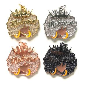 Pendentif Couronne Femme Noire Reine de la Mélanine Luxe Bling Écologique pour Chaussure Sabot Crocodile Bijoux Breloques Diamant Mexicain Personnalisées - Product Image 2