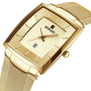 Reloj de Cuarzo Cuadrado para Hombre Reward, Correa de Malla Azul, Resistente al Agua 30M, Movimiento Japonés, Pantalla Analógica - Product Image 4