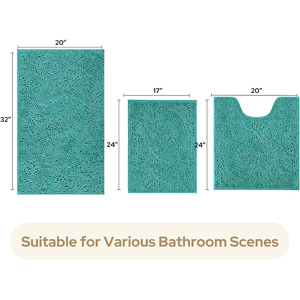 3 Piece Tufted Silk Hotel Home Bathroom Rug Set Long Plush Anti-slip <b>Mat</b> Novelty Pattern Extra Thick Stain Resistant Pet - Product Image 3