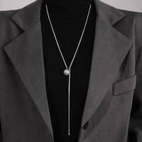 Collier long en argent plaqué 925 avec pendentif goutte d'eau en nacre, chaîne serpent, pour femme, design minimaliste et tendance