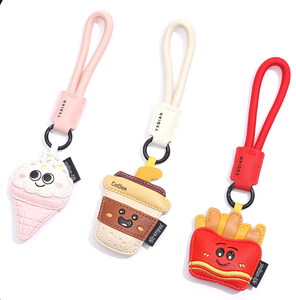 Porte-clés mignon en cuir, breloque de sac, pendentif alimentaire (frites, café, crème glacée) ou jouet, cadeau pour filles et couples - Product Image 5