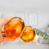 250ml 375ml 500ml Bouteilles en verre en forme de gourde transparente Bouteilles à boire en verre de liqueur avec bouchon pour fruits vin café lait