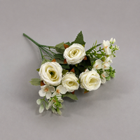 Bouquet de 7 roses artificielles en soie, fleurs artificielles pour la décoration de mariage et les arrangements floraux, vente en gros
