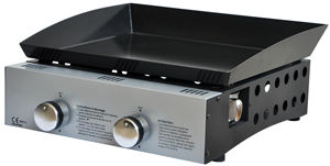 Plancha de Gas de Acero Inoxidable de Lujo Moderna, de 2 Quemadores, con Superficie de Porcelana Esmaltada y Dispositivo de Seguridad contra Llamas, Área de Cocción de 40x35 cm - Product Image 3