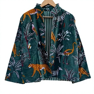 Women's Winter Quilted Bomber <b>Jacket</b> Brown Velvet Suzani Embroidered Knitted Breathable Eco-Friendly Windproof Quick Dry Linen - Product Image 3