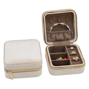 Makyaj mücevher kutuları organizatör saklama kutusu ile fermuar seyahat taşınabilir takı kolye kutusu
