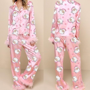 <span class=keywords><strong>Pyjama</strong></span> en <span class=keywords><strong>satin</strong></span> pour femmes avec logo personnalisé du fabricant, vêtements décontractés pour femmes, <span class=keywords><strong>ensemble</strong></span> de <span class=keywords><strong>pyjama</strong></span> pour la maison - Product Image 4
