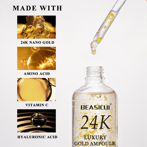 新着24kゴールドフェイスセラム自社ブランドアンチエイジングリンクルとダークスポットセラムヒアルロン酸付き美白用 - Product Image 3