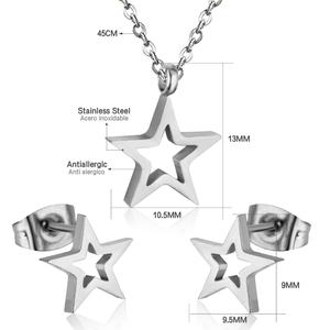 Collar y Pendientes con Colgante en Forma de Estrella para Mujer, Conjuntos de Joyería de Acero Inoxidable - Product Image 4