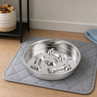 Gamelle Triangle Anti-Glisse pour Chien en Acier Inoxydable, Bol Distributeur de Nourriture Lente Type Puzzle, Portable et Pliable, Écologique, Design Moderne