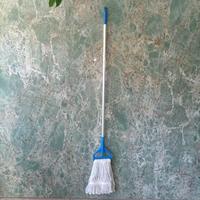 Serpillère en coton robuste de 16 oz avec tête de préhension bleue et manche en aluminium pour le nettoyage en profondeur des sols de cuisine et de salle de bain