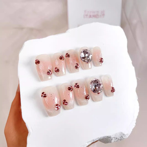 Nouveau produit lancé, Ongles press-on artisanaux en olivine verte, effet œil de chat, paillettes dorées, vert cerise, au parfum de <span class=keywords><strong>jasmin</strong></span> - Product Image 3