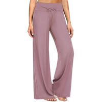 Pantalon large personnalisé pour femme, taille haute, imprimé, respirant, devant plat avec poches, cordon de serrage plat