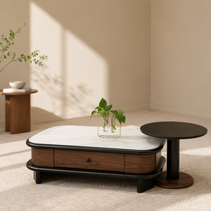 <span class=keywords><strong>Table</strong></span> basse <span class=keywords><strong>vintage</strong></span> en <span class=keywords><strong>bois</strong></span> très vendue avec meuble TV sur pied, portes en verre cintrées et rangement pour salon, compatible TV 65 pouces - Product Image 1