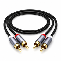 Câble audio 2RCA vers 2RCA avec connecteurs RCA plaqués or, câble en cuivre pur PVC, 0,5 m, 1 m, 2 m, 3 m, 5 m, longueur personnalisée
