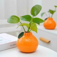 Vas Keramik Simulasi Oranye Pot Hidroponik Pothos Minimalis Elegan & Tahan Lama Dekorasi Meja Rumah
