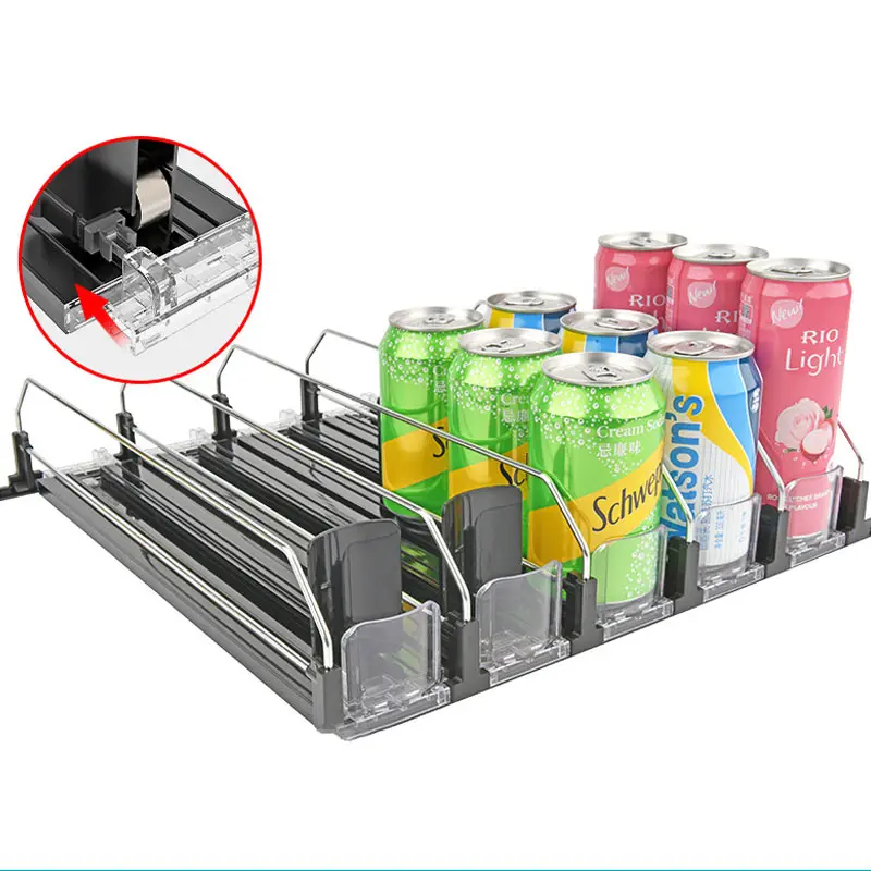 Wholesale Fridge Drink Can Organizer Automatic ABS Glide Drink Bottle Pusher Organizer
