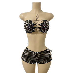 Yingli Abbigliamento Sexy da Discoteca con Strass per Donne, Outfit Aderente per Feste in Bar negli USA - Product Image 6