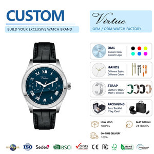Montre-bracelet à quartz multifonctionnelle pour homme Virtue 2026, cadran bleu profond avec chiffres romains et affichage <span class=keywords><strong>de</strong></span> la semaine - Product Image 1