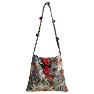 Sac fourre-tout en toile brodée de fleurs Tera Tapestry, vintage, rouge et vert, style Mary <span class=keywords><strong>Poppins</strong></span>, mode féminine toutes saisons - Product Image 1