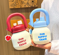 Bouteille d'eau isotherme en acier inoxydable de 500 ml avec logo personnalisé, poignée mignonne, 2 modes de consommation et paille