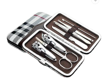 Vente en gros Ensemble de manucure pour hommes Étui en cuir Coupe-ongles en acier inoxydable Ensemble portable Autres outils à main