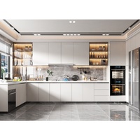 Ensemble de meubles de cuisine modulaires en mélamine et acier inoxydable au design moderne, prix d'usine Chine, pour appartement