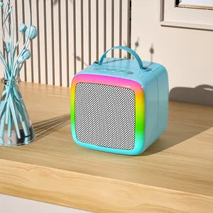 portable Family smart party Ktv mini Blue tooth Dual Mic Led Flashing Light karaoke Wireless Outdoor Speaker