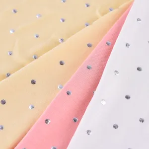 Ramah lingkungan rayon spandeks foil lembut dicetak polka dot rajut ecovero viscose kain jersey tunggal untuk kaus