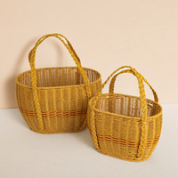 Panier à fleurs, panier à fruits, panier de cueillette ; Sac fourre-tout floral tressé de style influenceur ; Panier de courses ; Panier