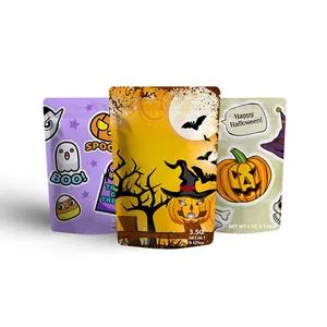 Custom Print Stand Up Pouch Halloween Chocolade Gebakken Koekjes Ijs Plastic Snoep Cadeau Kerst Rits Verpakkingstas
