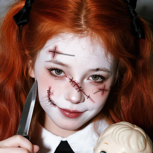 Halloween Visage Autocollant <span class=keywords><strong>Tatouage</strong></span> Temporaire Maquillage Visage Cicatrice Sang Cicatrice <span class=keywords><strong>Tatouage</strong></span> Imperméable Convient pour le Visage et le <span class=keywords><strong>Cou</strong></span> - Product Image 3