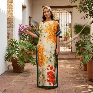 Robe Dashiki africaine transfrontalière avec foulard assorti, robe longue ample en polyester, tunique une pièce pour femme - Product Image 3