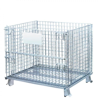 Conteneur en fil d'acier Uni-Silent, cage de sécurité en maille argentée avec roues pour entrepôt et stockage de marchandises et d'équipements SC0806-A2