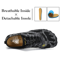 Chaussures de trail running minimalistes pour hommes noires avec semelle en grille
