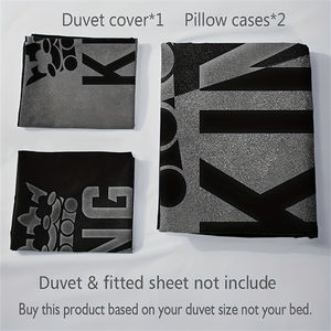 キングクラウン羽毛布団カバーセットホームホテルポリエステルキルトカバー枕カバー寝具セット - Product Image 6