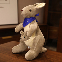 Vente en gros de peluches souples Australie kangourou portant un bébé animaux en peluche kangourou mère et fils jouets pour enfants
