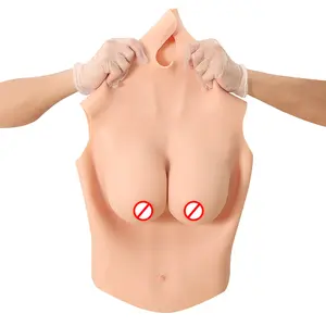 Pecho protésico realista de medio cuerpo con forma de pechos falsos enormes para hombre y mujer, peto de silicona autoadhesivo para mujer