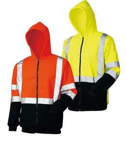 Veste à capuche de sécurité réfléchissant, de haute qualité, en molleton