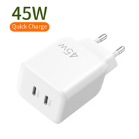 Chargeur GaN 45W double USB C PD à charge rapide, prise EU, adaptateur secteur PPS pour ordinateur portable, téléphone, Samsung Galaxy, iPhone, iPad
