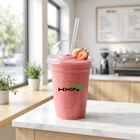 Gobelets à smoothie Kingstar 20 oz en PET transparent de qualité supérieure avec couvercles à dôme prêts à l'emploi pour les bars à jus