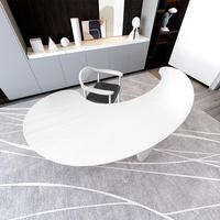 Bureau de direction moderne en MDF, design luxueux et épuré, avec plateau en arc, pour usage commercial, garantie 3 ans