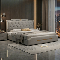 Lit de rangement moderne et luxueux JUNYUHAO, revêtement en tissu haut de gamme, mousse haute densité, cadre en pin certifié E0, taille Queen/King
